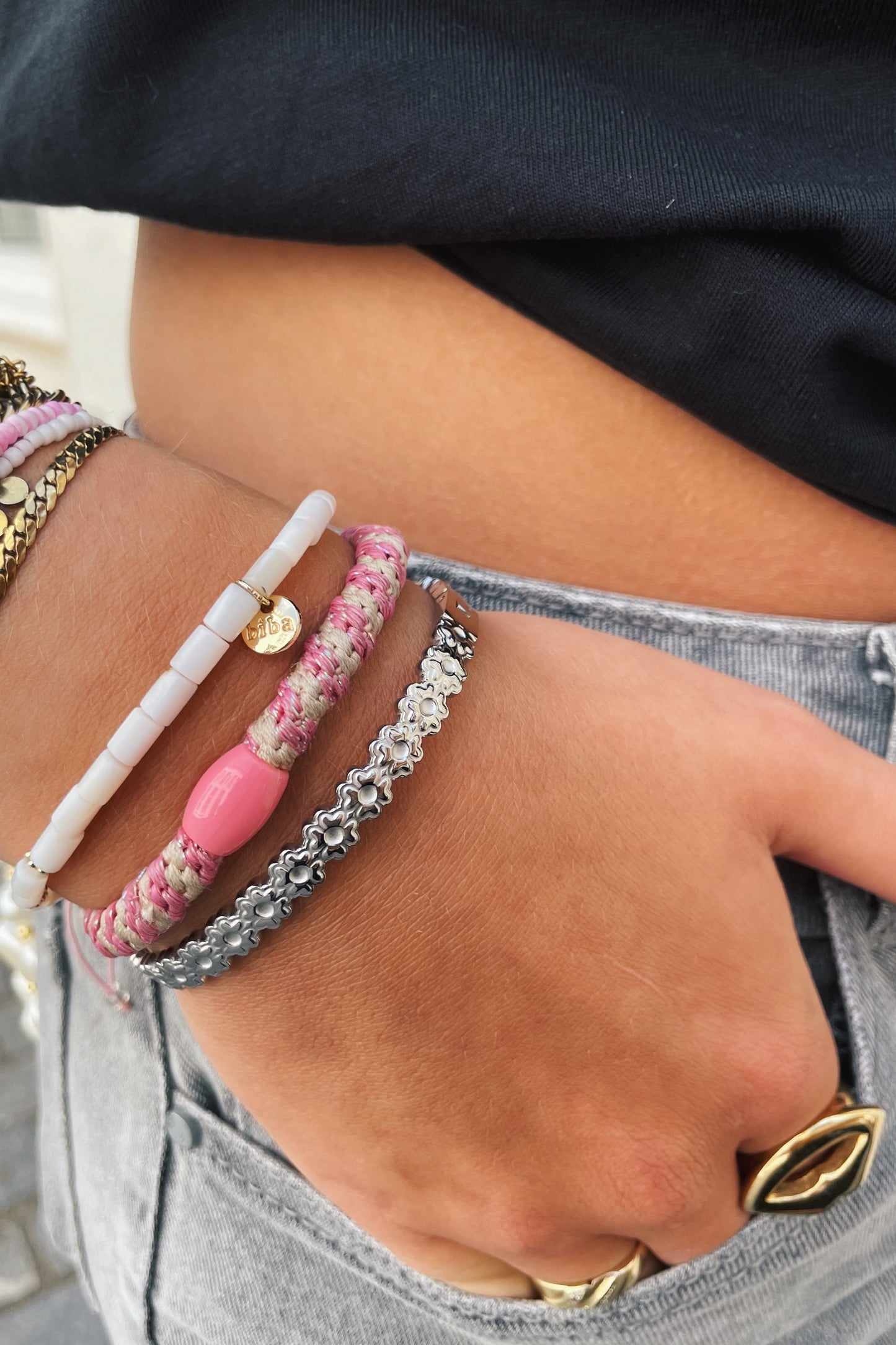 Flower bangle zilver