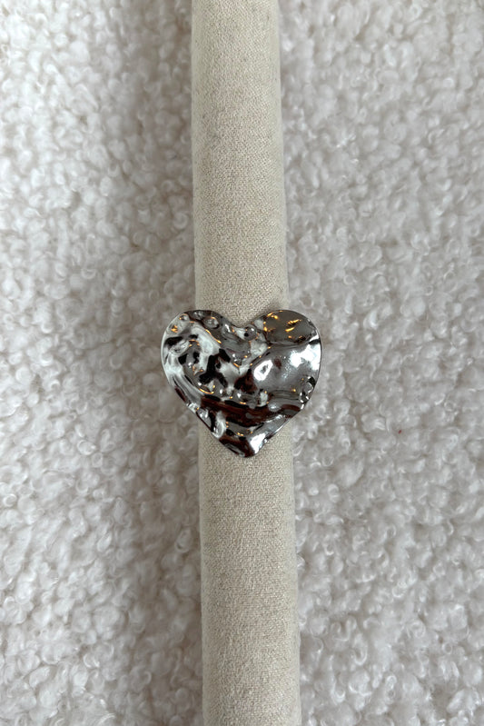 Statement heart ring zilver