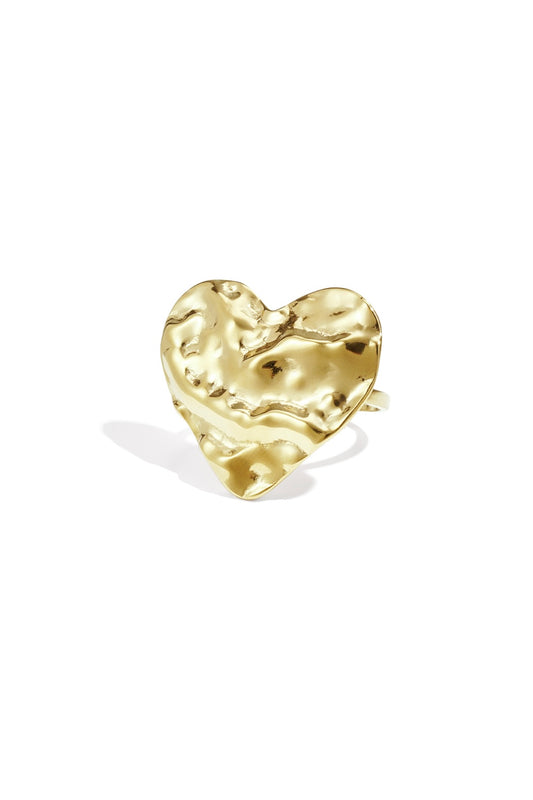 Statement heart ring goud