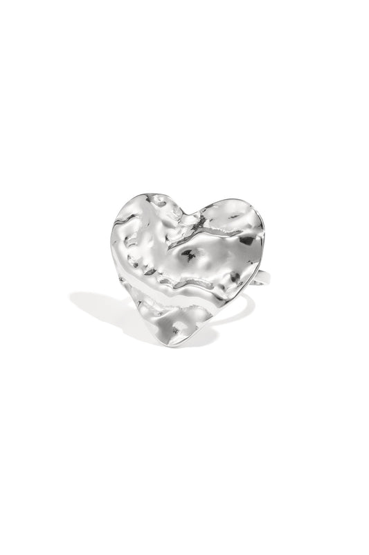 Statement heart ring zilver